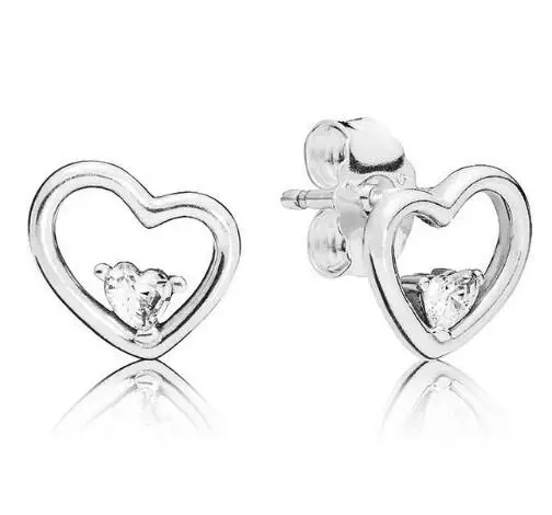 Оригинальные 925 пробы сережки из серебра, асимметричные серьги-гвоздики в виде сердец и Панов для женщин, подарок на свадьбу, хорошее ювелирное изделие