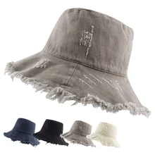 Женская потрепанная шляпа-ведро Harajuku, шляпа-ведро для рыбалки, уличная шляпа в стиле хип-хоп, летняя Рыбацкая шляпа, женская шляпа от солнца