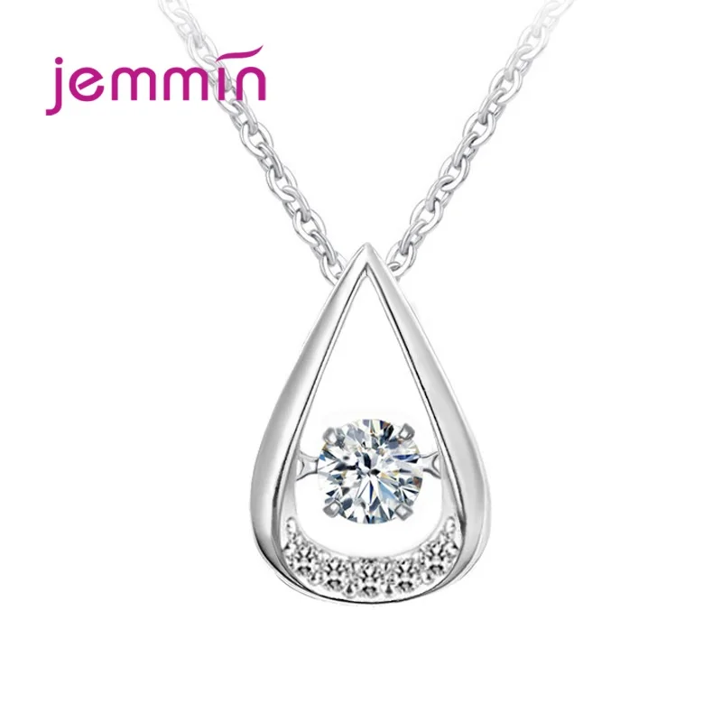 Real 925 Sterling Silver Necklace Clear AAAA+ Zircon Waterdrop Pendant Necklace for Women Wedding Jewelry