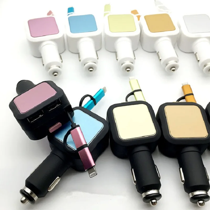USB Автомобильное зарядное устройство для мобильного телефона планшета gps 4.8A 2в1 телескопическое быстрое зарядное устройство автомобильное зарядное устройство двойной USB автомобильный адаптер зарядного устройства для телефона в