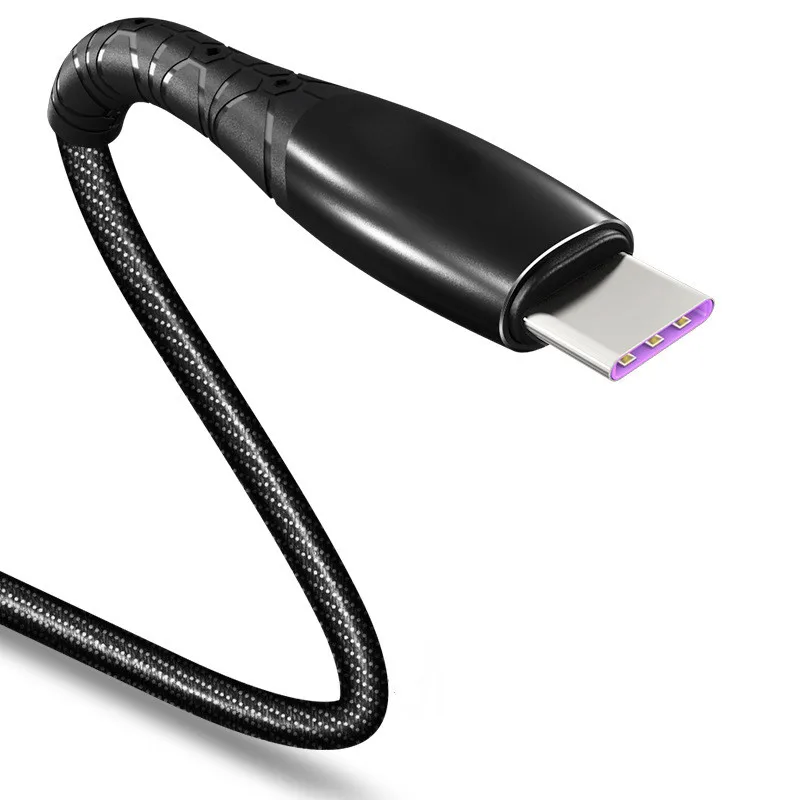 Vanniso 5A супер зарядный usb type C кабель для huawei P20 P30 NOVA5 зарядный провод для Samsung S9 Xiaomi Redmi usb с светодиодный - Цвет: Black