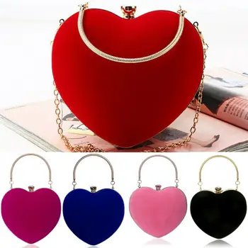 

2020 Women Fashion Heart Shaped Bag Female Chain Messenger Bag Plush Love Shoulder Crossbody Bag Valentine's Day Gift