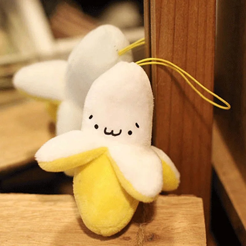 Горячая супер милая маленькая цепочка Брелок высокого качества плюшевая кукла игрушка маленький желтый банан мягкая безопасная Удобная плюшевая мягкая игрушка - Цвет: Белый