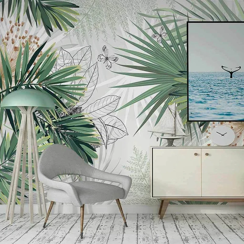 Custom 3D Wall Mural Modern Hand Painted Tropical Plants Rainforest Palm Leaves Photo Wallpaper Living Room Bedroom Decor Fresco
