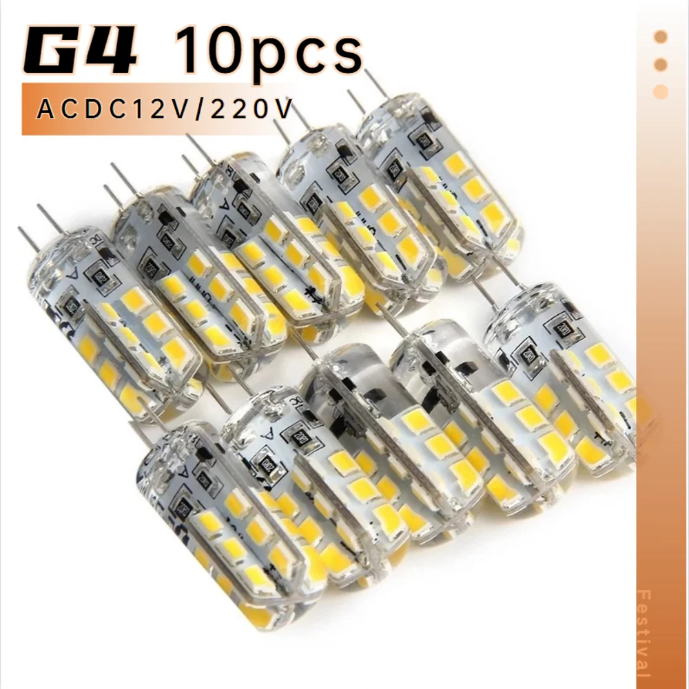 Светодиодная лампа G4 2 Вт 3 5 9 10 12 15 AC/DC12V/AC220V 3014SMD силиконовая теплый белый/белый l