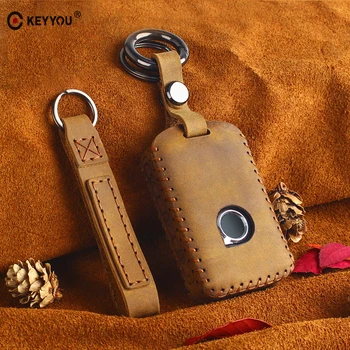 

KEYYOU Genuine Leather Smart Car Key Case Cover Bag Protector For Volvo XC40 XC60 S90 XC90 V90 2017 2018 T5 T6 2015 2016 T8