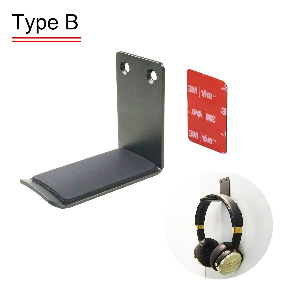 2pcs Headphone Stand Hanger Headset Holder Mount Hook Aluminum with Strong Adhesive Tape for Headphones
