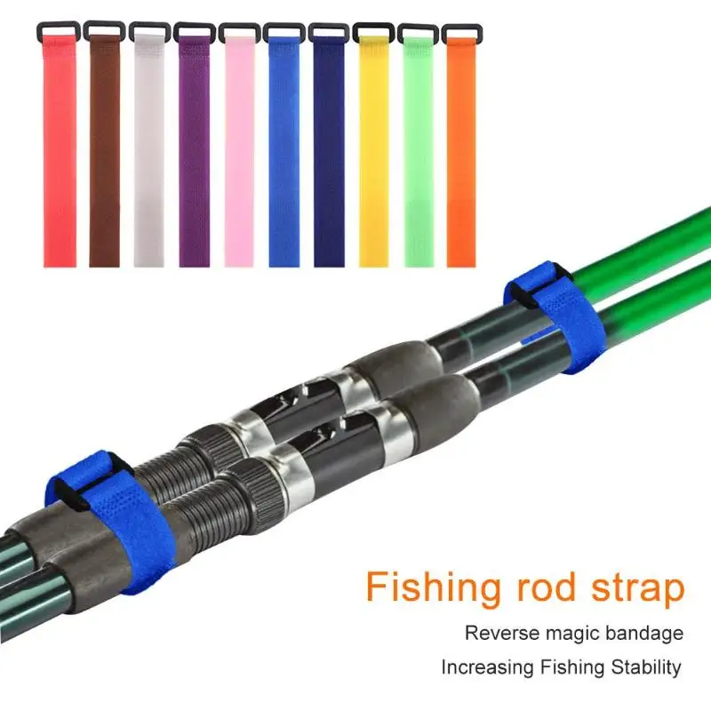 

1/10pcs Reusable Fishing Rod Tie Holder Strap Suspenders Fastener Hook Loop Cable Cord Ties Belt Fishing Tackle Tools 20cm