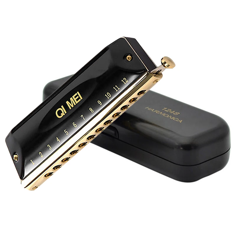 

New QIMEI Professional Chromatic Harmonica Key of C Mouth Organ Black Good Voice