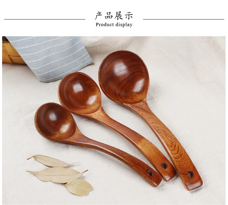 Manufacturers Direct Selling Natural Solid Wood Spoon Dark Color Wood Ladel Wholesale Wooden Spoon Hot Pot Spoon Can Carve Writi