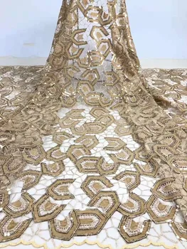 

Flannel sequins embroidered mesh gauze African lace fabric for autumn and winter evening dress sequins Nigerian lace fabric