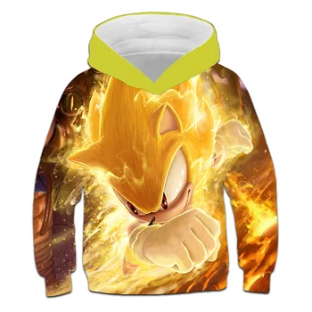 

Sonic 3D New Fashion pullover Hoodies Casual Long Sleeve Sweatshirt boys girls Clothes Parent-child thin style cartoon TOPS coat