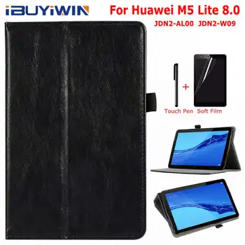 

Premium PU Leather Silicone Case for Huawei MediaPad M5 Lite 8.0 JDN2-AL00 JDN2-W09 8.0" Tablet Funda Capa Cover+Soft Film+Pen