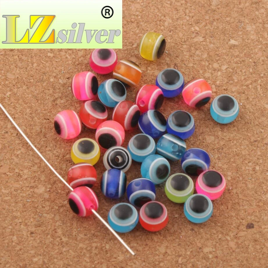 500pcs 8mm Evil Eye Stripe Round Resin Spacer Beads Multicolor Loose Beads Jewelry DIY L3040