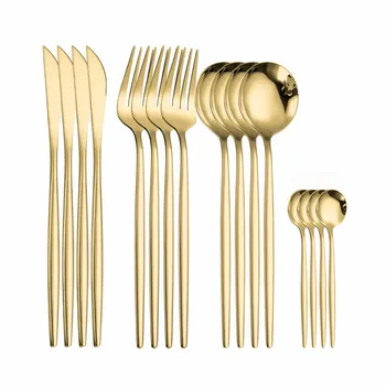 

Iyeafey Gold Cutlery Set 16 Piece Stainless Steel Cutlery Tableware Set Dinner Fork Spoons Set Golden Dinnerware Dropshipping