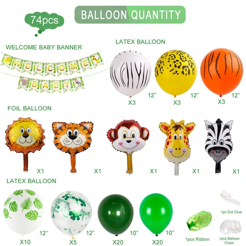 party balloons safari Theme Birthday Party Balloon Garland Arch Birthday Party Decorations Kids Baby Shower Supplies