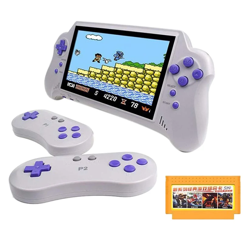 

7 Inch Handheld Game Console with Game Card Support 4K HD HDMI TV Output/2 Player Game for FC/GBA/NES/for Kids Gift