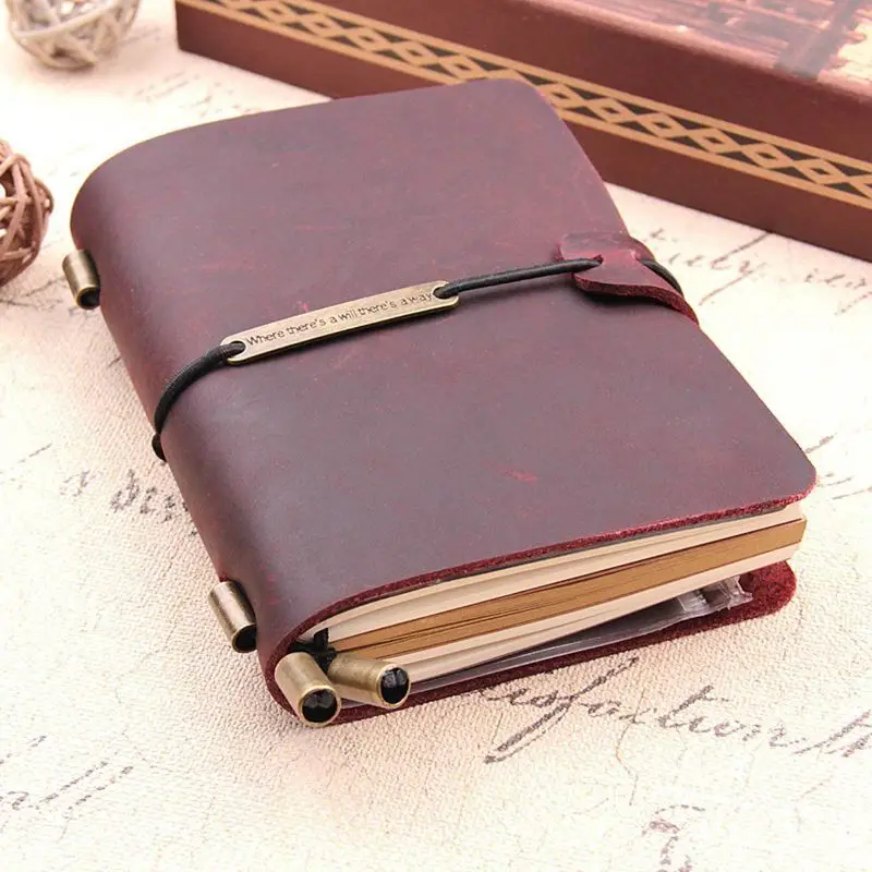 Handmade Traveler's Notebook, Leather Travel Journal Notebook for Men& Women, Perfect for Writing, Gifts, Travelers, 5.2 x 4 In