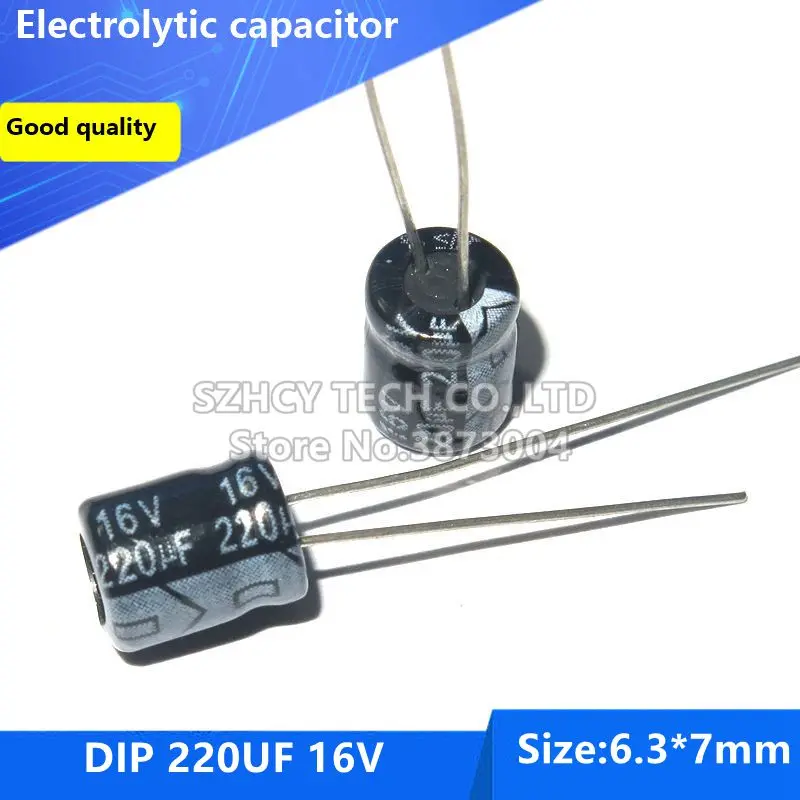 

100pcs DIP 220UF 16V 6.3*7 Electrolytic capacitor