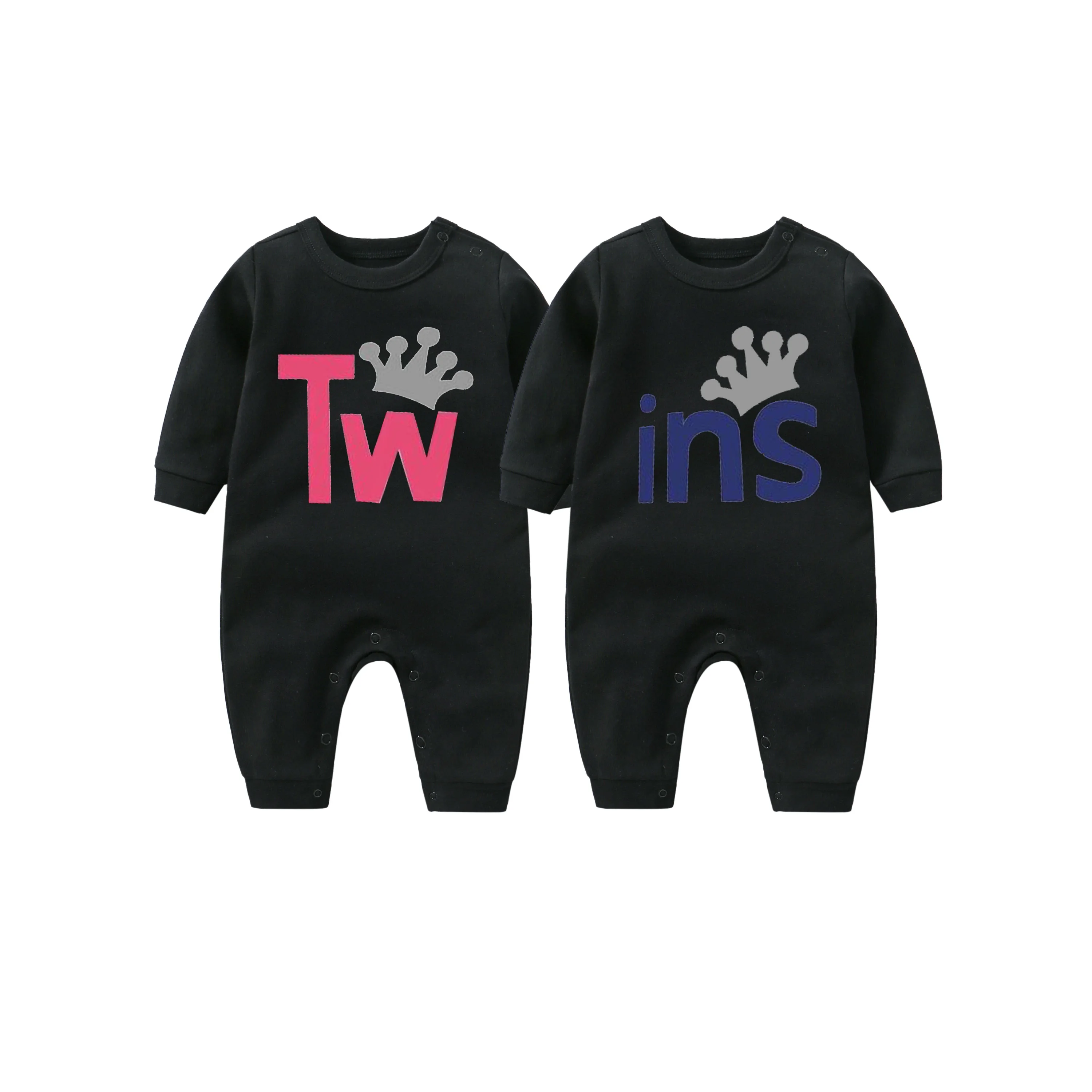 Culbutomind Детский боди близнецов, с забавным рисунком для маленьких девочек для близнецов, одежда для близнецов для маленьких мальчиков и девочек - Цвет: Черный
