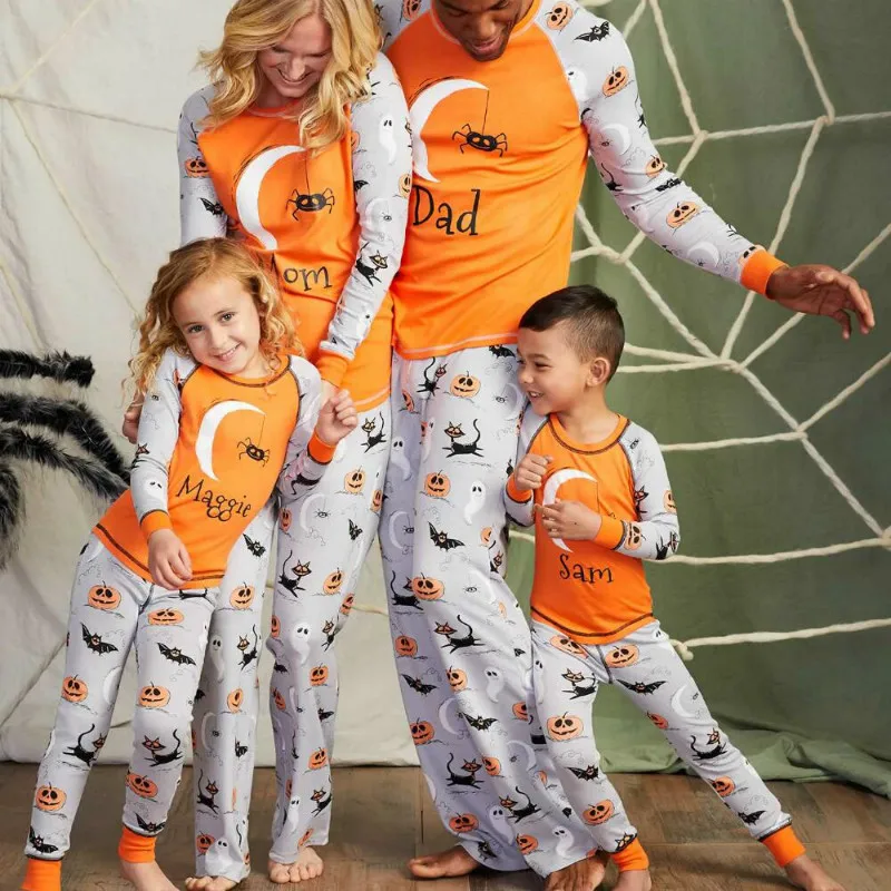 

Emmababy Family Matching Halloween Pajamas Set Parent-Child Floral Letter Printed Fashion Casual Sleepwear Nightwear