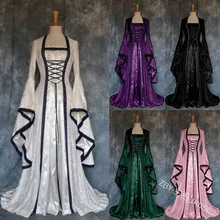 Большие размеры 5XL, 5 цветов, Высококачественная модная женская Втулка с отверстиями для шариков, средневековое платье Ренессанса, винтажное женское платье для косплея, квадратный корсет с воротником-стойкой