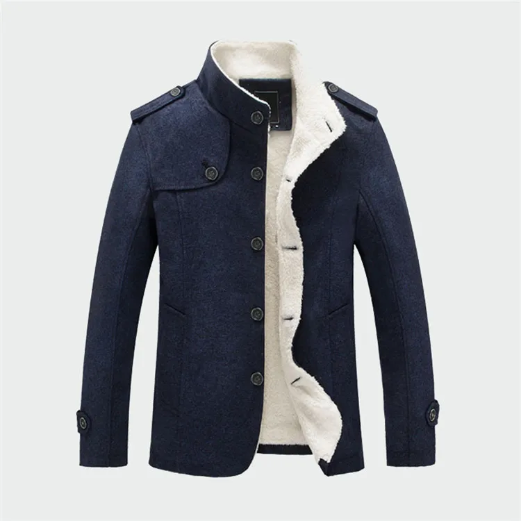Dark Blue Красивая Мужская брендовая одежда, зимнее Мужское пальто, модное флисовое утепленное шерстяное пальто, осеннее пальто, мужские шерстяные куртки - Цвет: Dark Blue