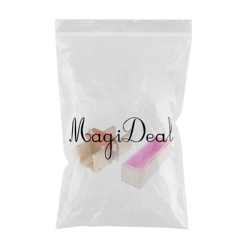 Silicone soap molds kit Flexible Rectangular Loaf Comes with Wood Box,Stainless Steel Wavy Straight Scraper