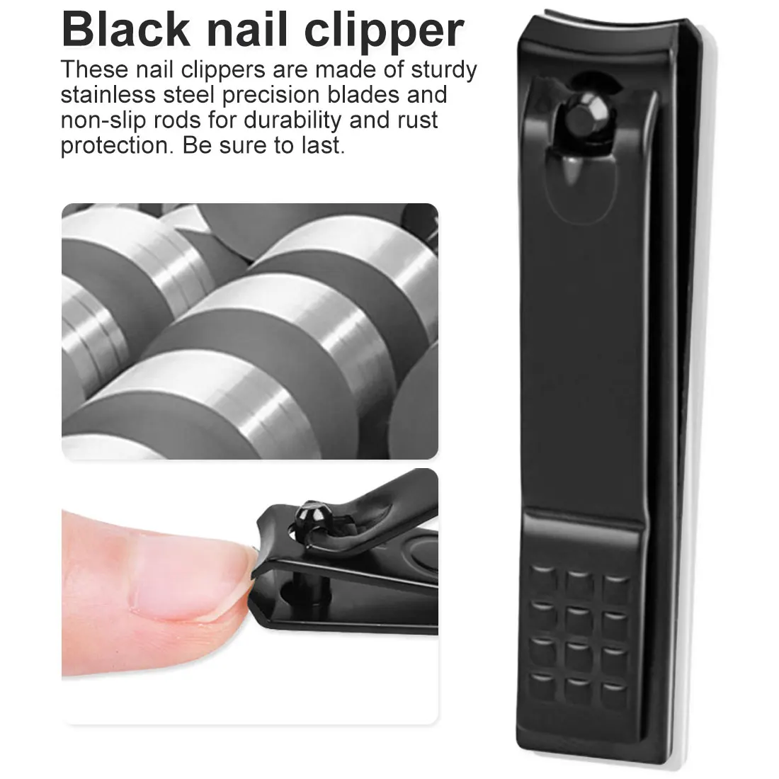 

Stainless Steel Toe Cutter Manicure Tool Black Trimmer Nail Clipper Fashion Appearance Slip Handle For Comfortable Grip