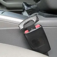 Cinturón de seguridad de asiento de coche de fibra de carbono Universal de 2 piezas hebilla de alarma Clip accesorios de Interior de coche