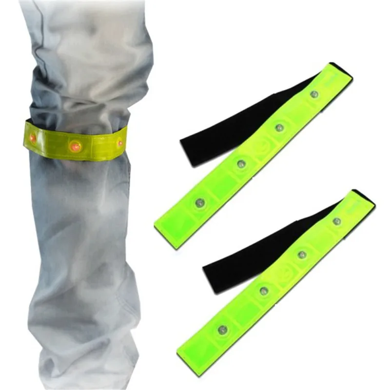 Safety Reflective Yellow Armband Red LED Lights Running Cycling Jogging Walking Outdoor