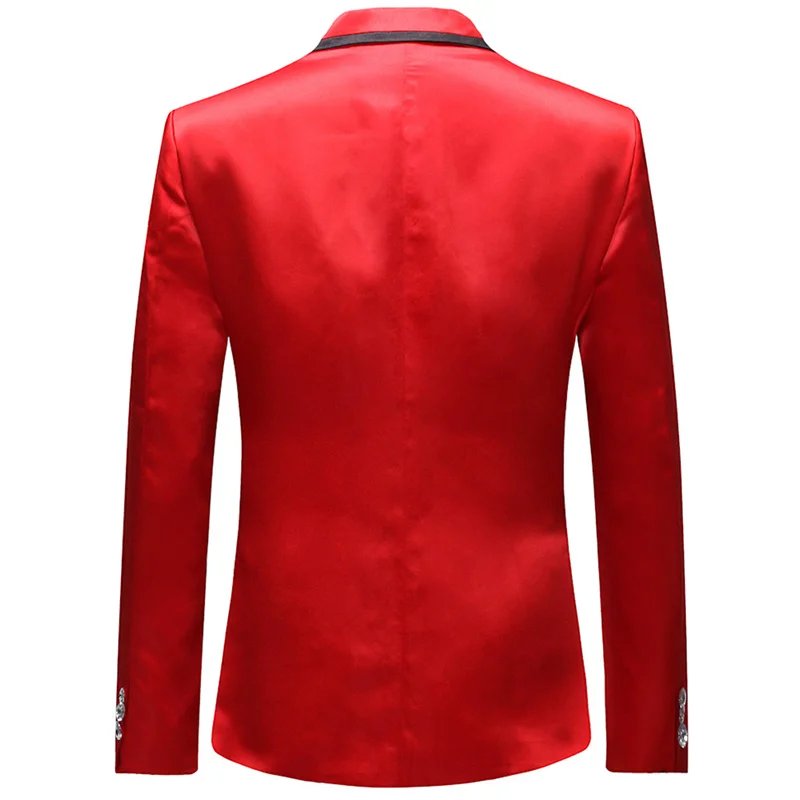 YUNCLOS Черный Аппликация Красный мужской костюм Свадебная вечеринка тонкий мужской костюм s 2 штуки Повседневный однобортный мужской костюм(пиджак+ брюки