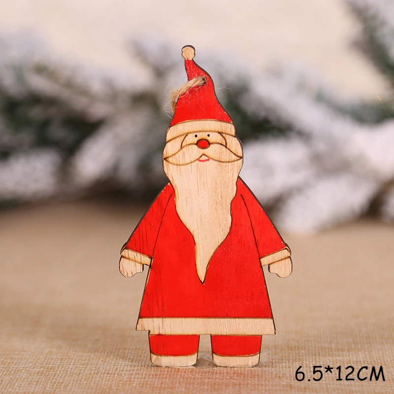 Santa Claus Новинка, новогоднее натуральное Рождественское дерево, Елочное украшение Noel, Рождественское украшение для дома, деревянная подвеска, подарок Navidad - Цвет: Santa Claus