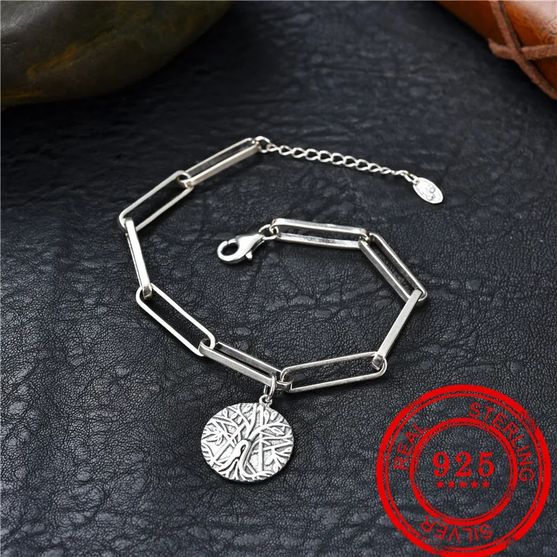 Женский браслет ручной работы из серебра 100% пробы в Корейском стиле подвеска