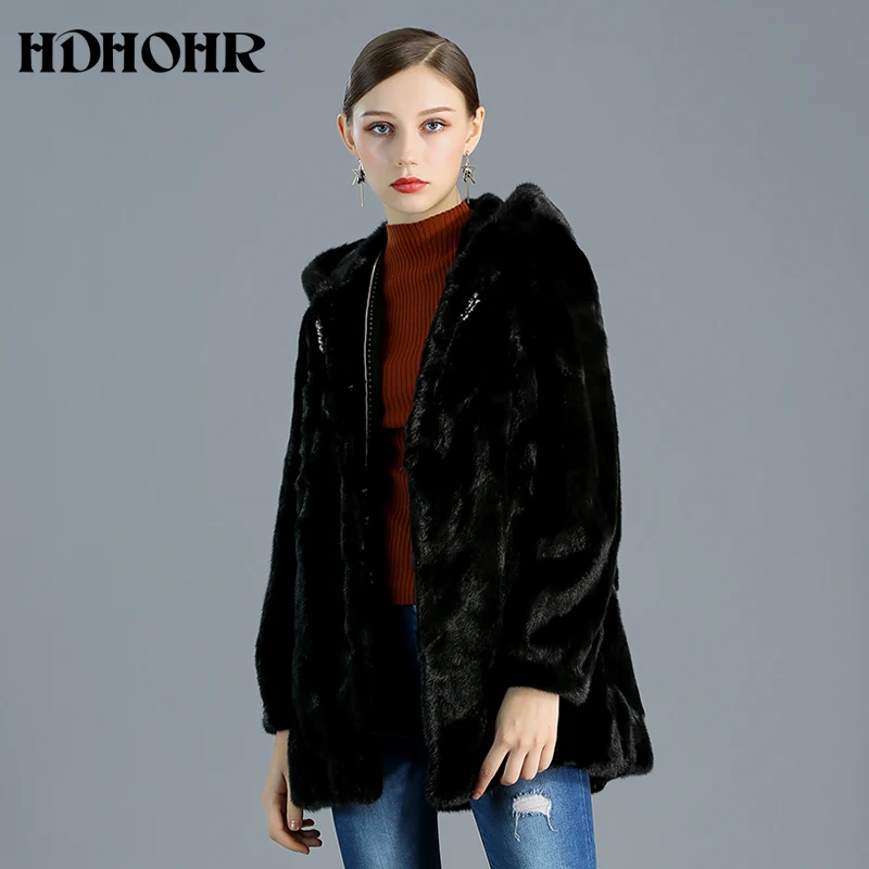 Hdhohr 2022 High Quality Real Mink Fur Coat Women Natural Import Mink