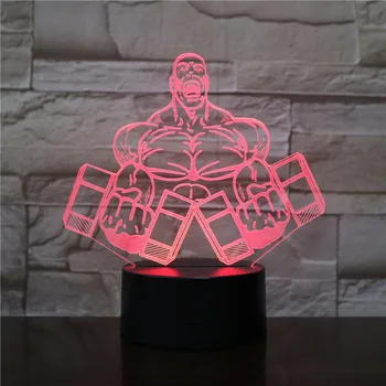 

2019 Best Selling 3D Lamp The Dumbbell Fitness Pretty Gift Touch Sensor 7 Color with Remote 3D Illusion Led Night Light Lamp