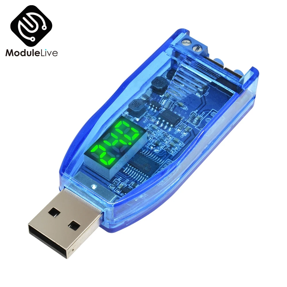DC-DC 5V to 3.3V 9V 12V 24V Adjustable USB Step UP Down Power Converter Supply Module Red Green Display Voltage Volt Regulator - Цвет: Зеленый