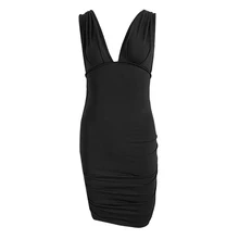 Модная осенняя и зимняя женская одежда; сезон; Новинка; платье с глубоким v-образным вырезом и завязками на груди; пикантная облегающая юбка с открытой спиной