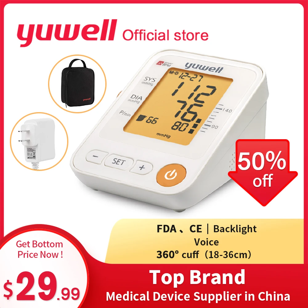 Yuwell Ye650d Arm Blood Pressure Monitor Lcd Digital Heart Rate Meter Measure Automatic Monitor Home Health Equipment Care Bimpneaga