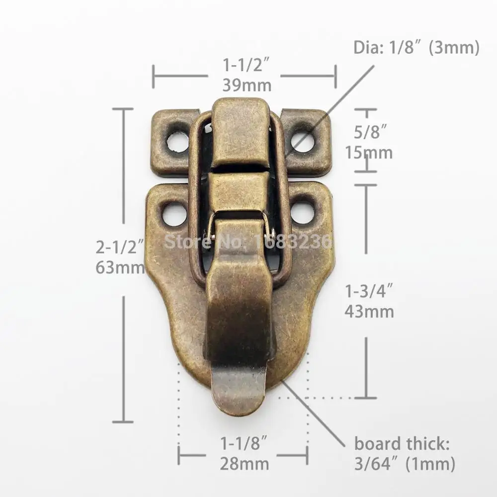 Antique brass Silver Golden Heavy Duty Trunk Toggle Catch Jewelry