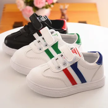 

New Spring Kids Casual Shoes PU Lace-up Hook Loop Off White Shoes For Children Girls Boys Running zapatillas