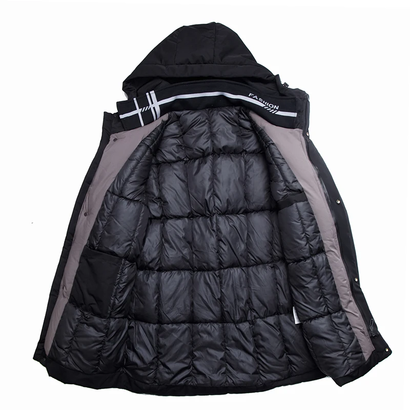Толстая зимняя Модная брендовая куртка, Мужская длинная Корейская парка ...