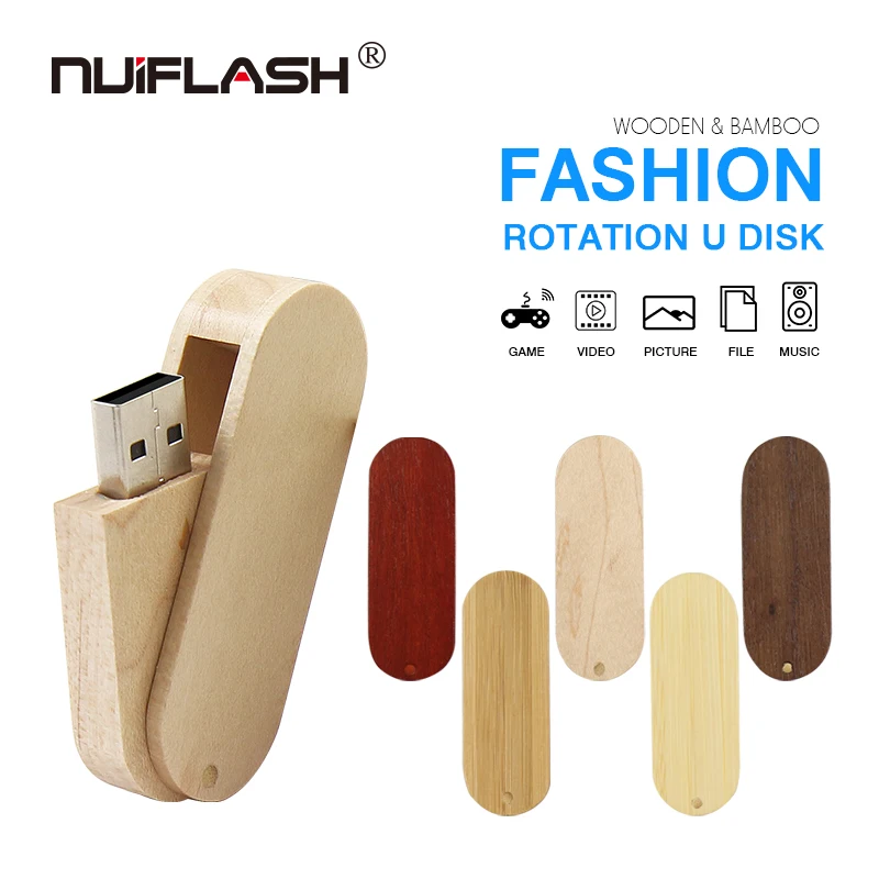Memoria USB de madera con llavero de metal, 4GB, 16GB, 32GB, 64GB