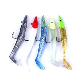 

50pcs 19g Glow Eel Soft Lure Wobbler Artificial Bait Silicone Sea Bass pike Rockfish Grouper Carp Fishing Lead Jig Head Tackle