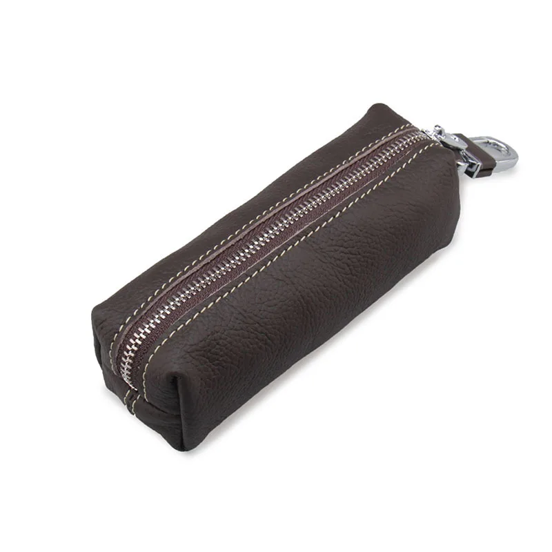 dark brown Держатель для ключей, кошелек для монет из натуральной кожи для мужчин, кошельки для ключей, Женские ключницы, плюс дизайнерский чехол для ключей с брелоком - Цвет: dark brown