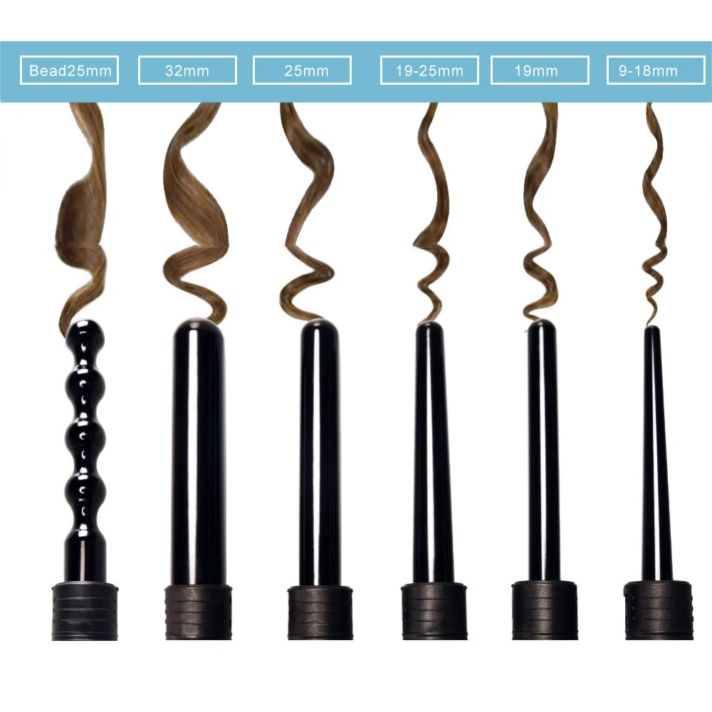  Multifunctional 6 in 1 Curl Bar LCD Curling Ceramic Flat Iron Straightening Machine with 6x Shape R