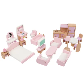 

22 Pack Dollhouse Playhouse Toys Children's Wooden Simulation Small Furniture Toy Kit