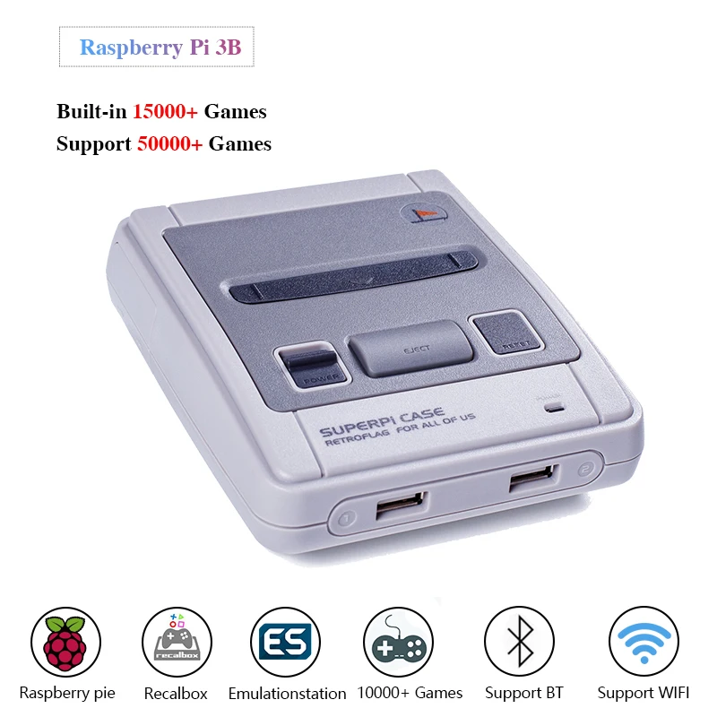 Мини Портативная консоль для видеоигр Raspberry Pi3 B + 3B Retroflag SUPERPi чехол J Kit DIY ТВ с 10000