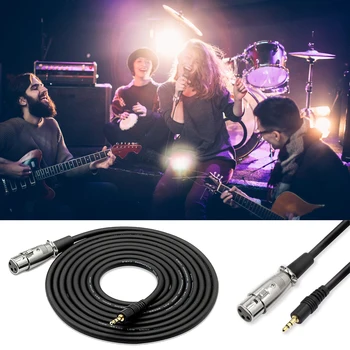 

3 Pin Female to 3.5mm Stereo Audio Ordinary Layout Operation Conveninently AUX Shielded Microphone Cable 2.5m