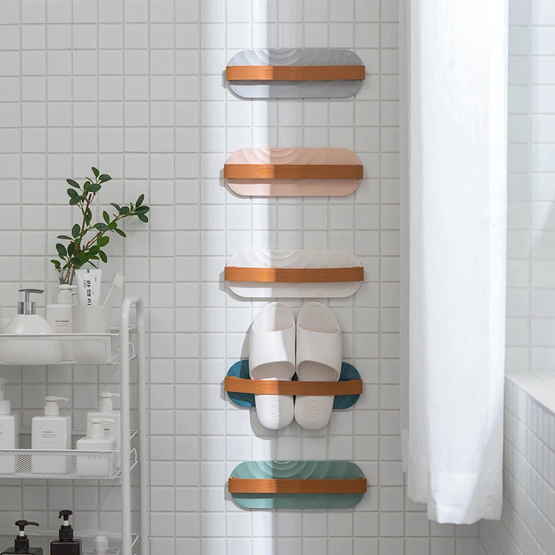 

Wall-Mounted Toilet Shoe Rack Shoes Racks Home Door Toilet Shoe Storage Storage Space-Saving Drain Bathroom Slippers Rack